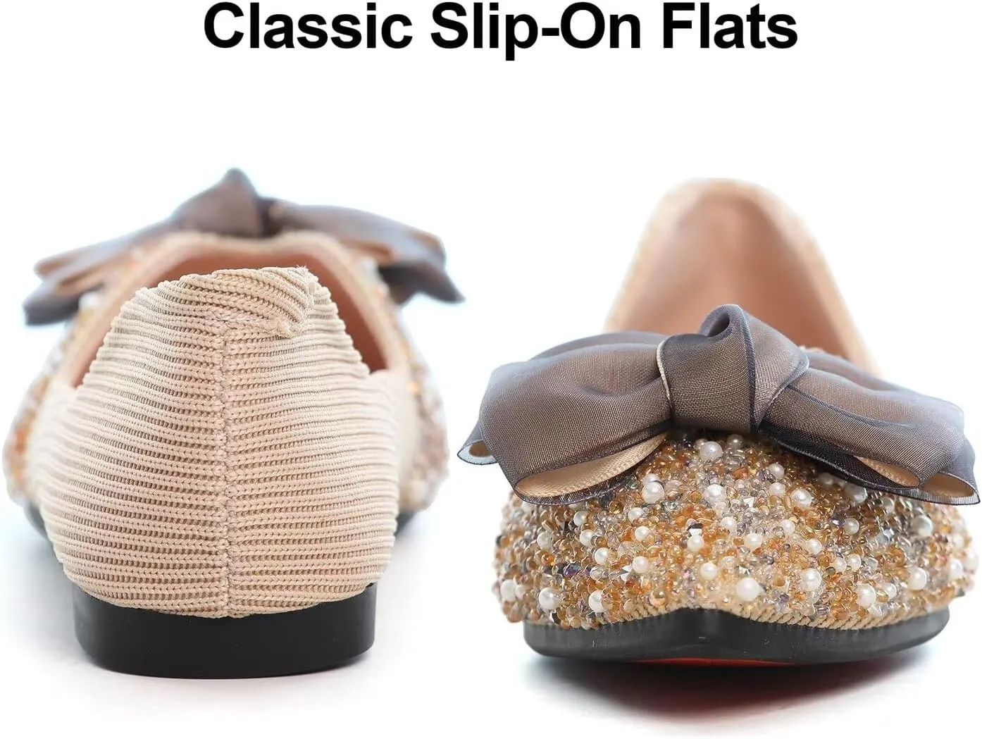 Hee grand Flats for Women Bowknot Mary Jane Shoes Square Toe Ankle Strap Ballet Flats Shiny Patent Leather Dress Shoes Comfortable Work Shoes