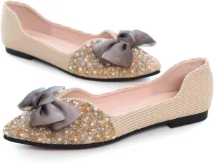 Hee grand Flats for Women Bowknot Mary Jane Shoes Square Toe Ankle Strap Ballet Flats Shiny Patent Leather Dress Shoes Comfortable Work Shoes