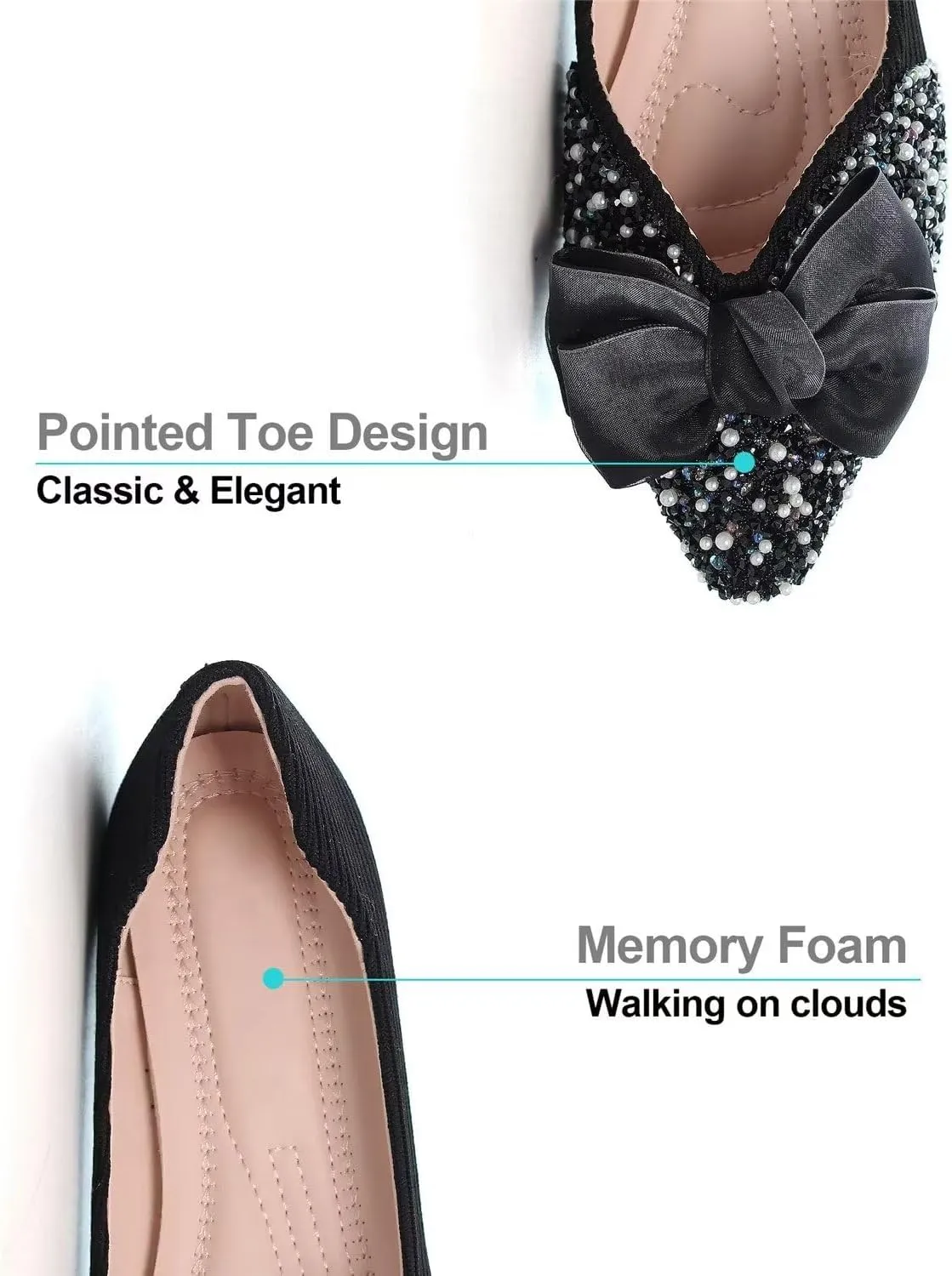 Hee grand Flats for Women Bowknot Mary Jane Shoes Square Toe Ankle Strap Ballet Flats Shiny Patent Leather Dress Shoes Comfortable Work Shoes