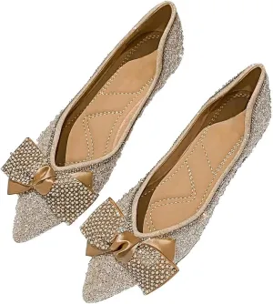 Hee grand Flats for Women Bowknot Mary Jane Shoes Square Toe Ankle Strap Ballet Flats Shiny Patent Leather Dress Shoes Comfortable Work Shoes