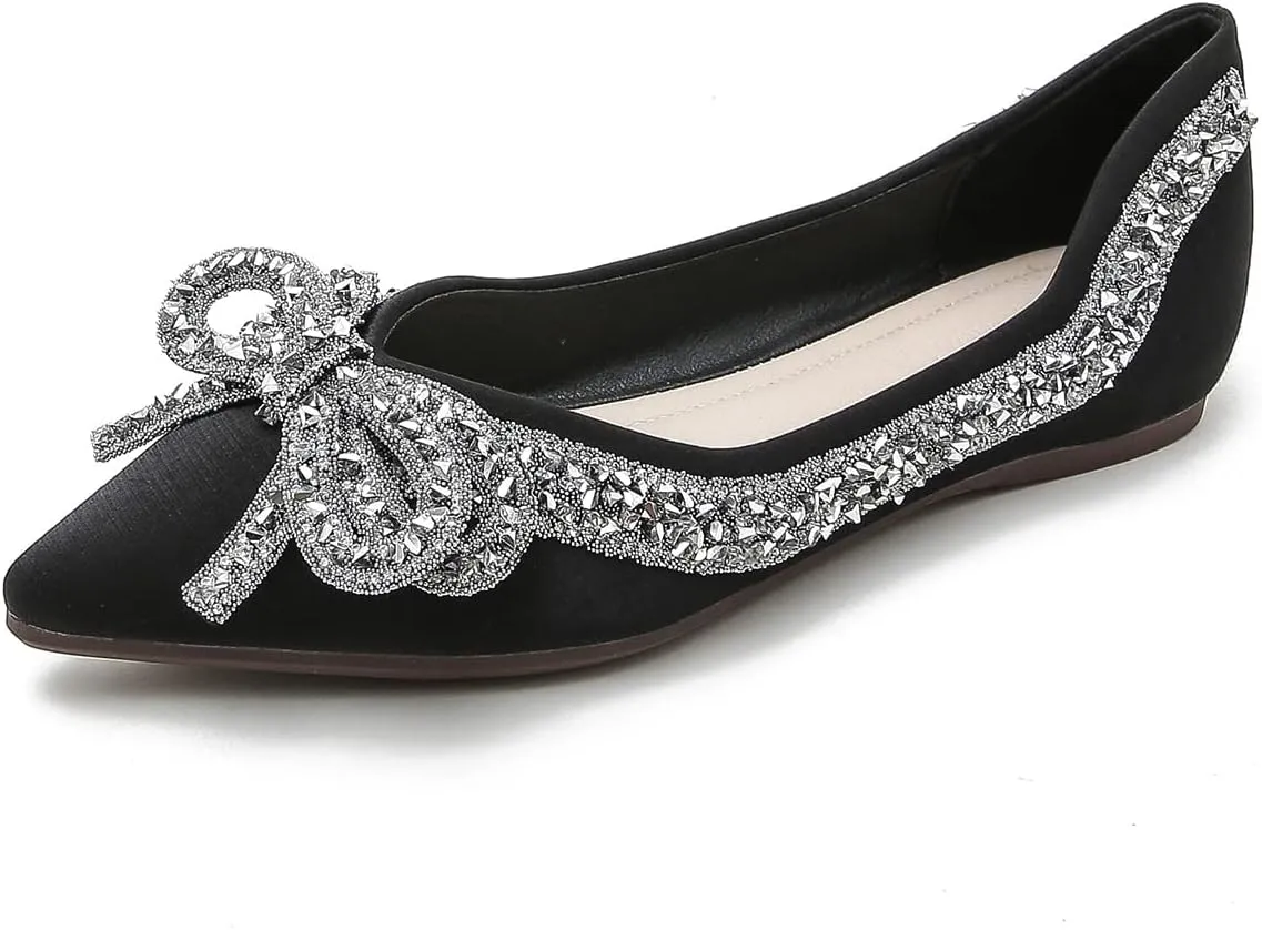 Hee grand Flats for Women Bowknot Mary Jane Shoes Square Toe Ankle Strap Ballet Flats Shiny Patent Leather Dress Shoes Comfortable Work Shoes