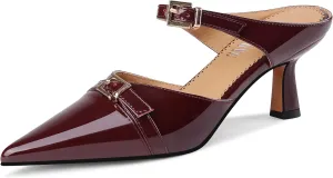 Heeled Sandals for Women Pointed Closed Toe Kitten Heels Comfortable Backless Pumps