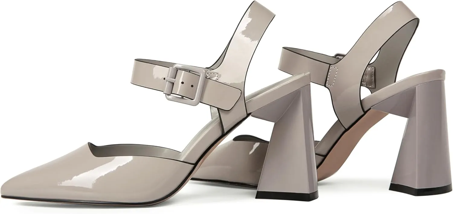 Heeled Sandals for Women Slingback Block Heels Elegant Ankle Strap Chunky High Heel Sandals Shoes