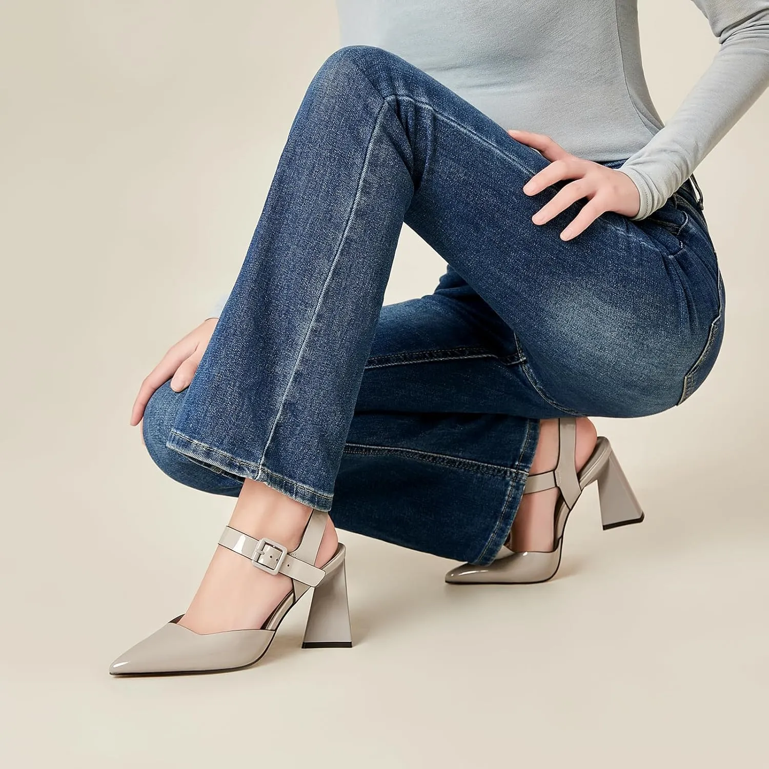 Heeled Sandals for Women Slingback Block Heels Elegant Ankle Strap Chunky High Heel Sandals Shoes