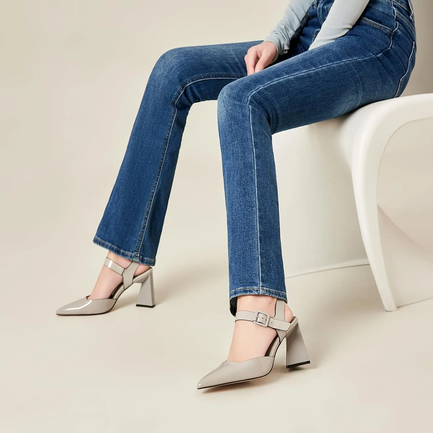Heeled Sandals for Women Slingback Block Heels Elegant Ankle Strap Chunky High Heel Sandals Shoes