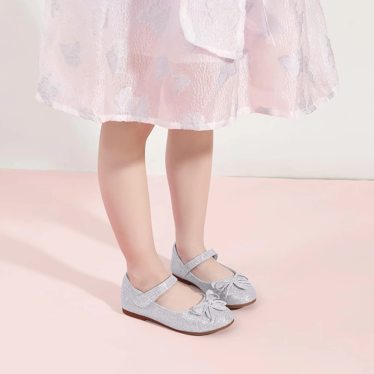 Hehainom Girls Dress Shoes, Flower Toddler/Little Kid Girl Shoes, Bowknot Mary Jane Ballerina Flat Shoes for School Party
