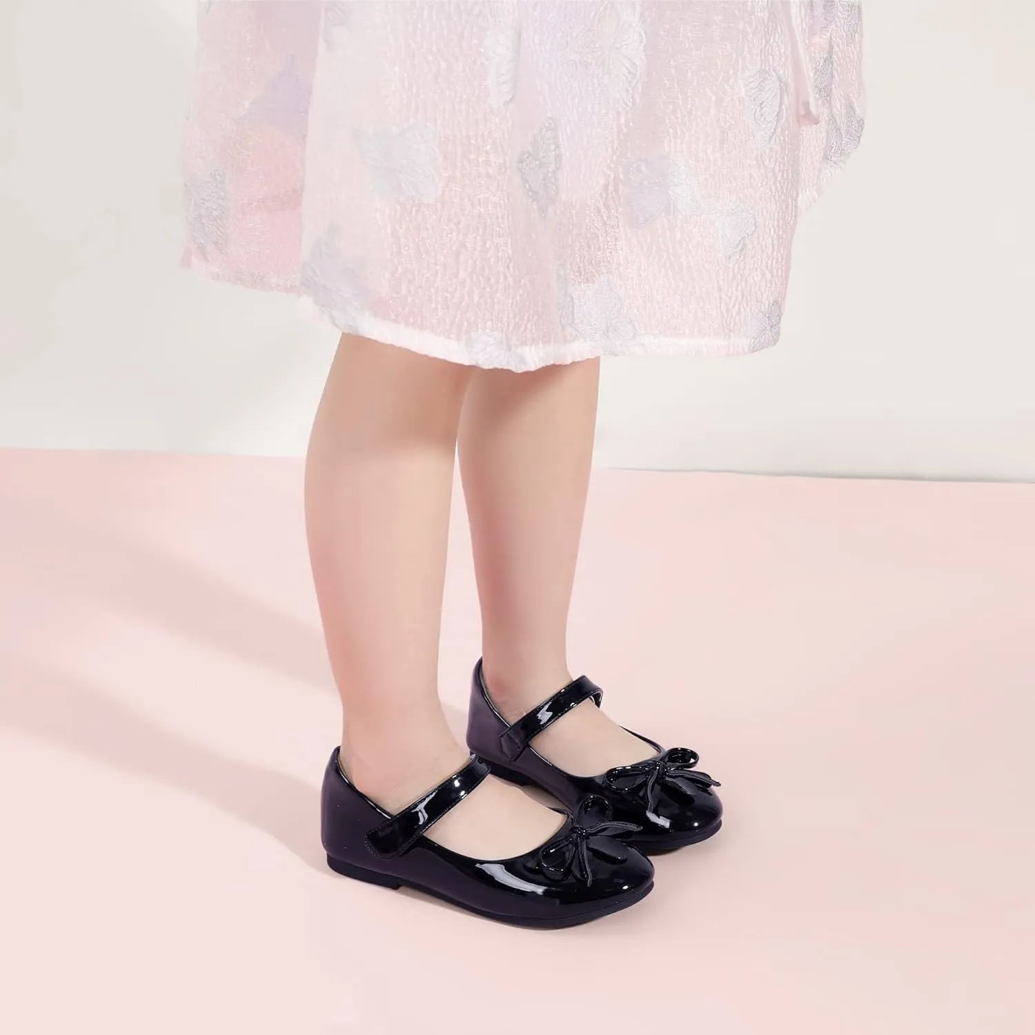 Hehainom Girls Dress Shoes, Flower Toddler/Little Kid Girl Shoes, Bowknot Mary Jane Ballerina Flat Shoes for School Party