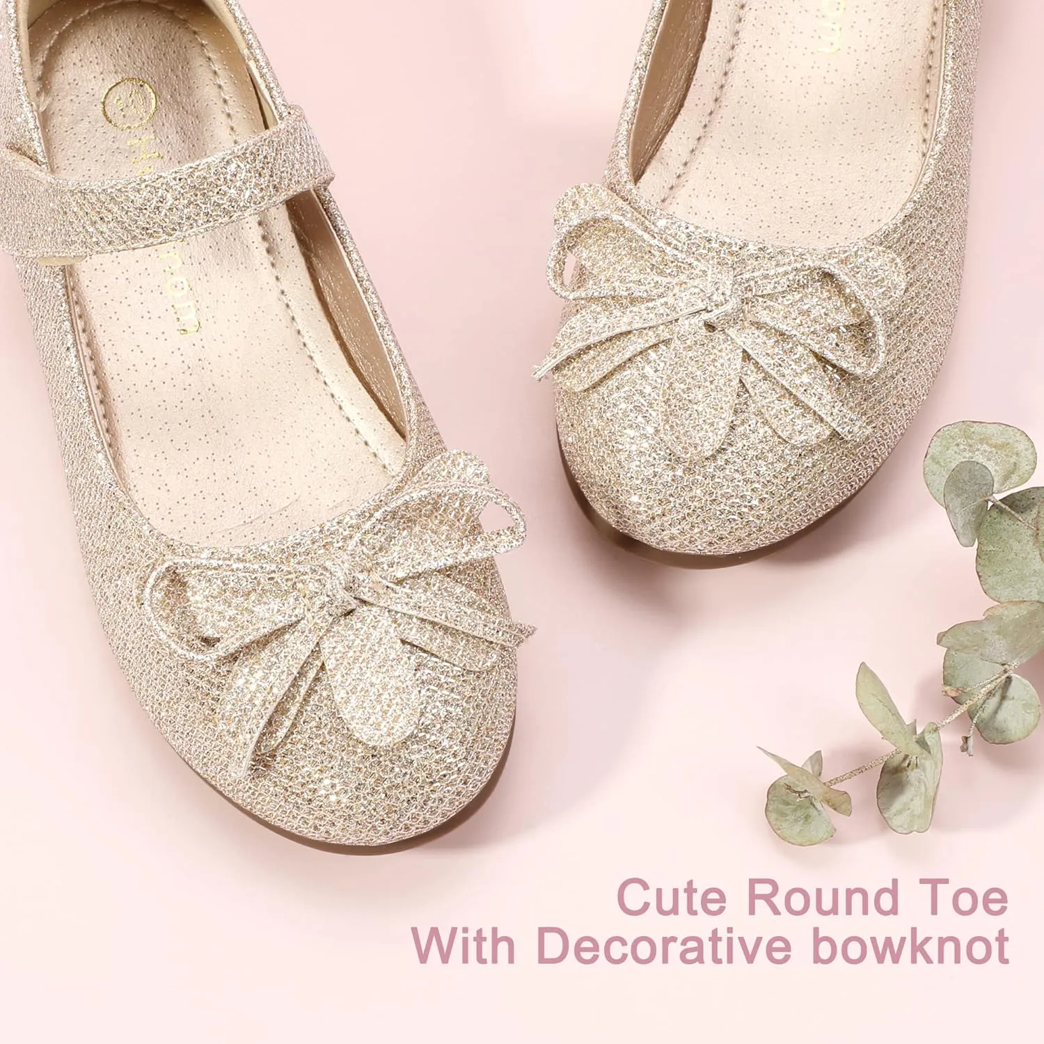 Hehainom Girls Dress Shoes, Flower Toddler/Little Kid Girl Shoes, Bowknot Mary Jane Ballerina Flat Shoes for School Party