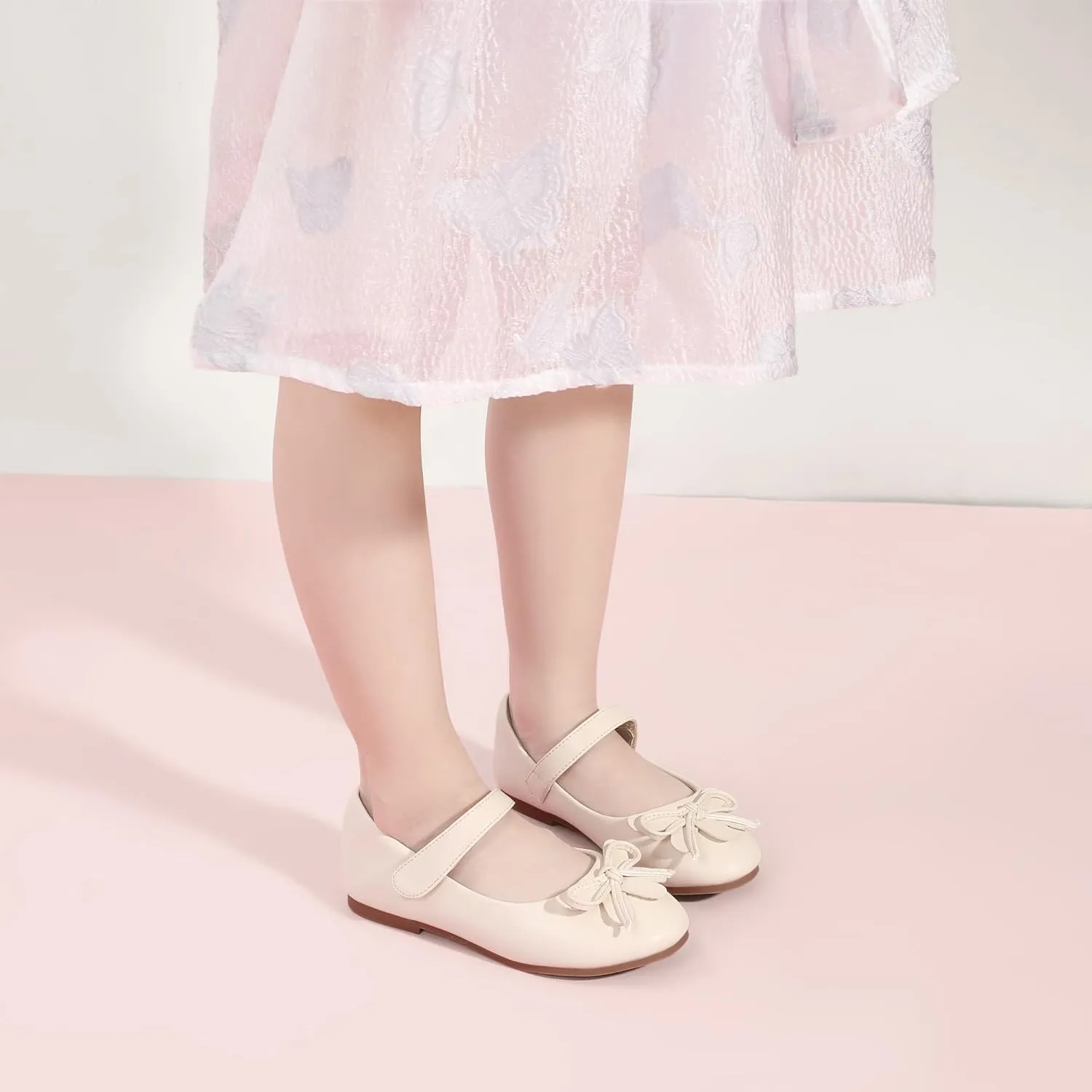 Hehainom Girls Dress Shoes, Flower Toddler/Little Kid Girl Shoes, Bowknot Mary Jane Ballerina Flat Shoes for School Party
