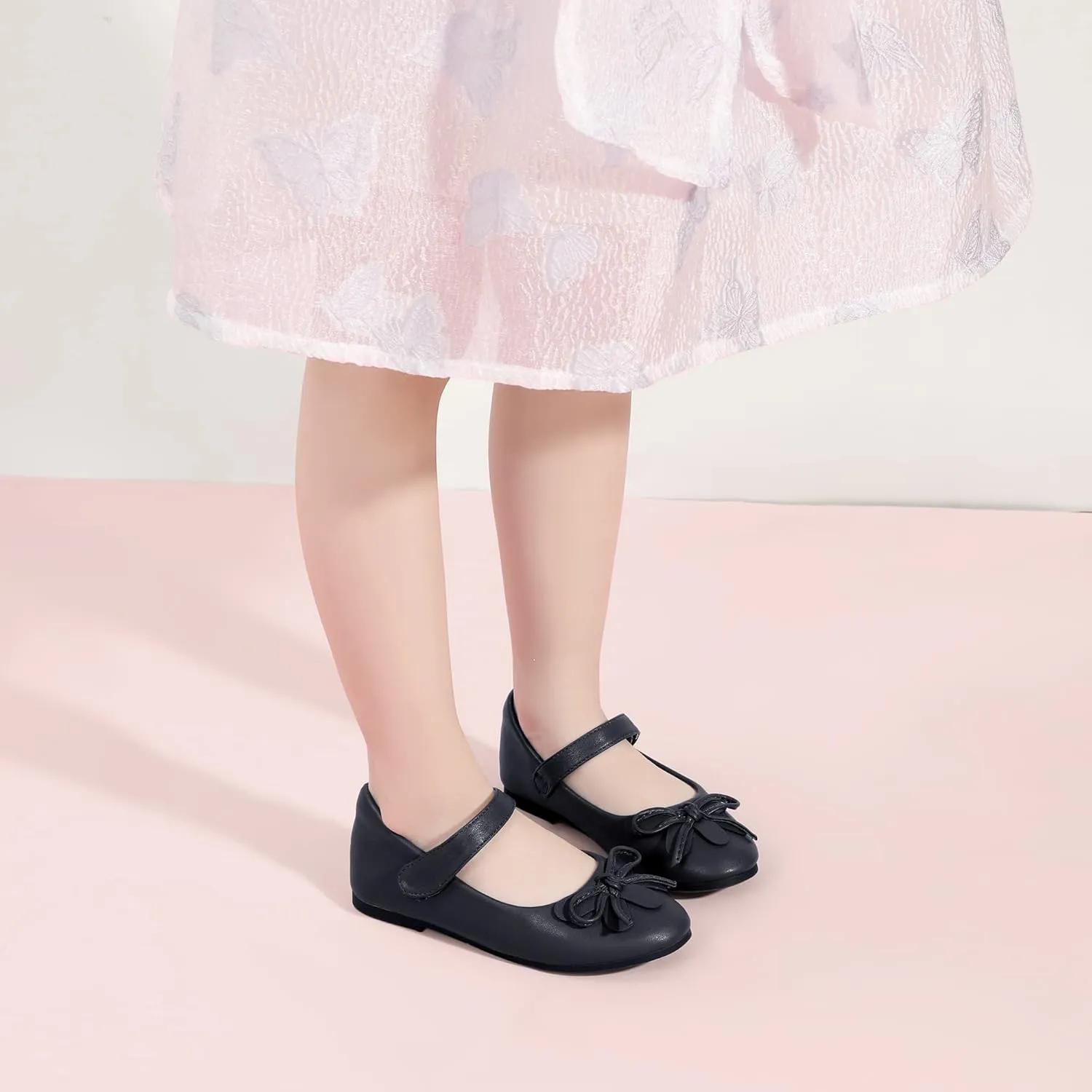 Hehainom Girls Dress Shoes, Flower Toddler/Little Kid Girl Shoes, Bowknot Mary Jane Ballerina Flat Shoes for School Party