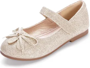 Hehainom Girls Dress Shoes, Flower Toddler/Little Kid Girl Shoes, Bowknot Mary Jane Ballerina Flat Shoes for School Party
