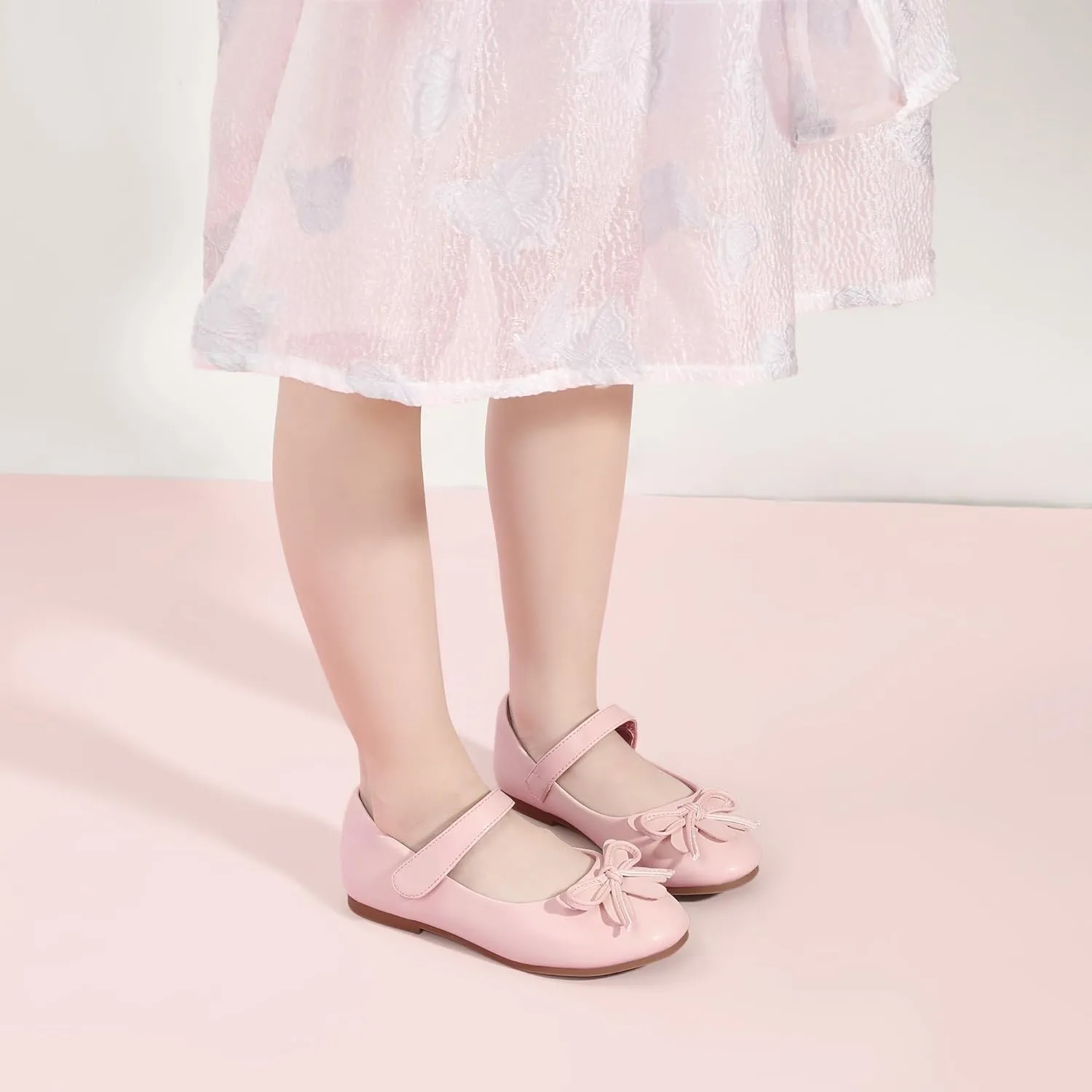 Hehainom Girls Dress Shoes, Flower Toddler/Little Kid Girl Shoes, Bowknot Mary Jane Ballerina Flat Shoes for School Party