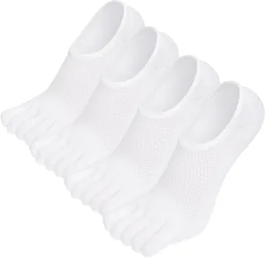 Hellomamma No Show Toe Socks for Men: 5 Finger Hidden Cotton Low Cut Socks for Running Walking Sports 4 Pairs Size 9-15
