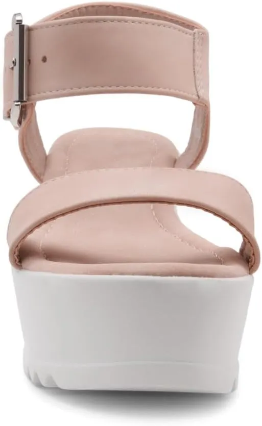 Herstyle Carita Womens Platform Sandals Open Toe Ankle Strap Flatform Wedge Casual Sandal Black White Chunky Platform Sandals Comfortable Lightweight Lug Sole Wedges for Summer