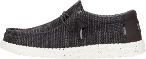 HEYDUDE Wally Stretch Sox Wide Black/White Size 7, Men’s Shoes, Slip-on Loafers, Comfortable & Light-Weight