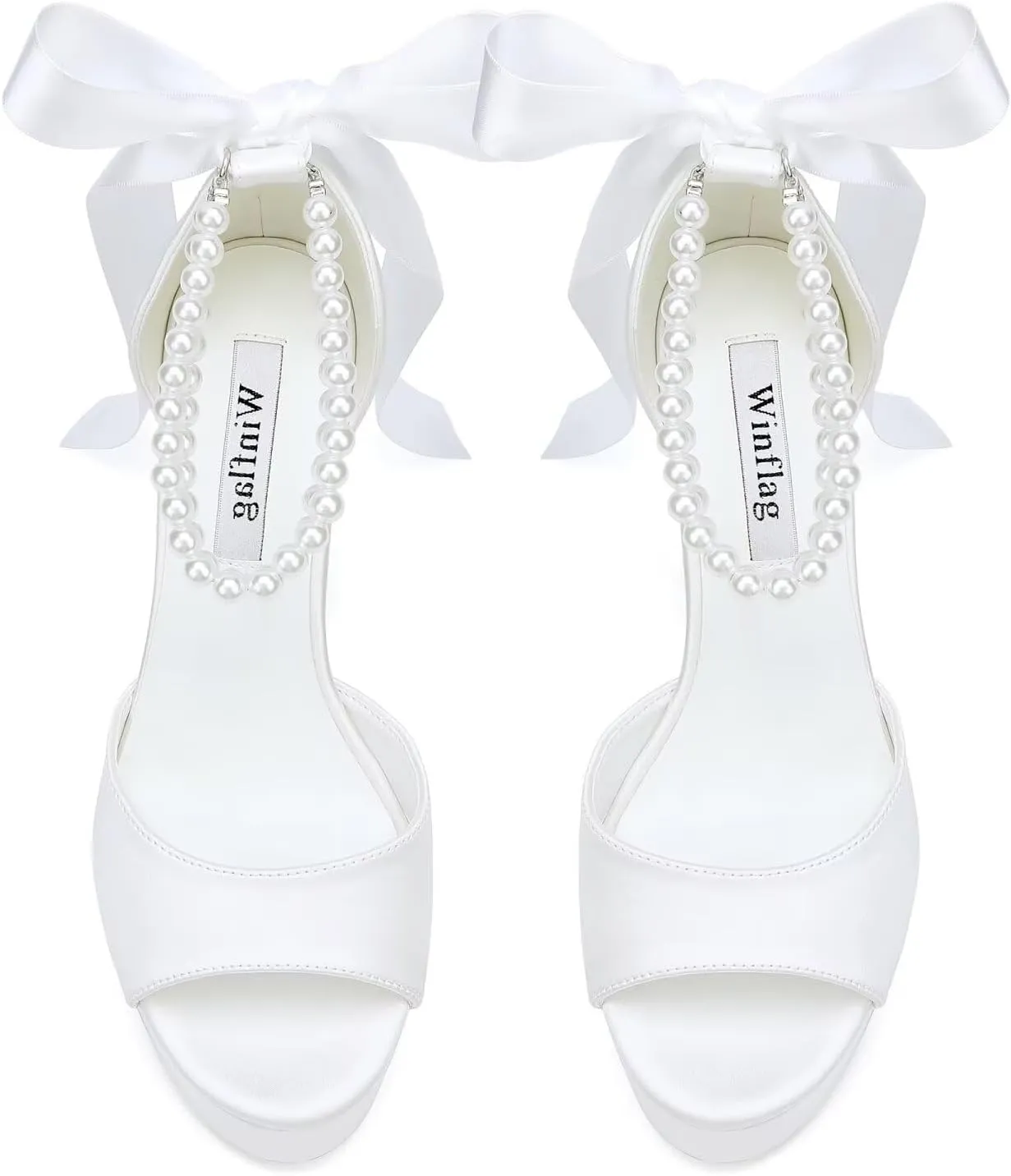 High Heel Platform Bridal Shoes Pearl Heels Wedding Shoes for Bride Platform Heeled Wedding Sandals