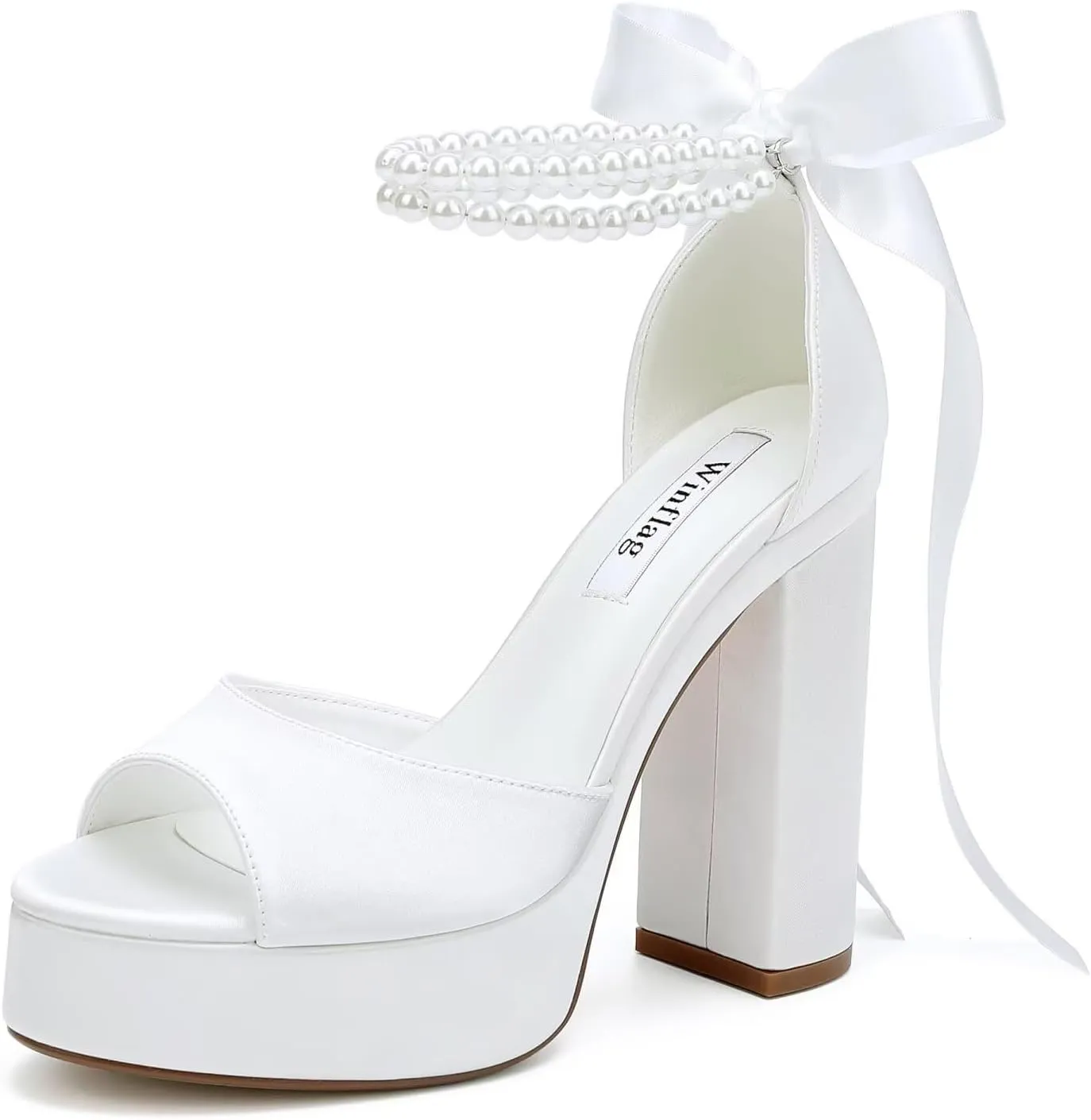 High Heel Platform Bridal Shoes Pearl Heels Wedding Shoes for Bride Platform Heeled Wedding Sandals