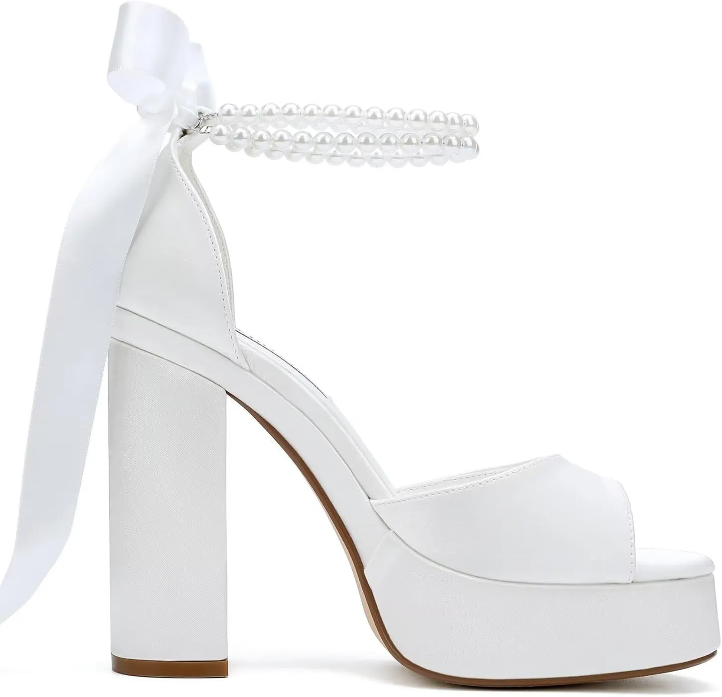High Heel Platform Bridal Shoes Pearl Heels Wedding Shoes for Bride Platform Heeled Wedding Sandals