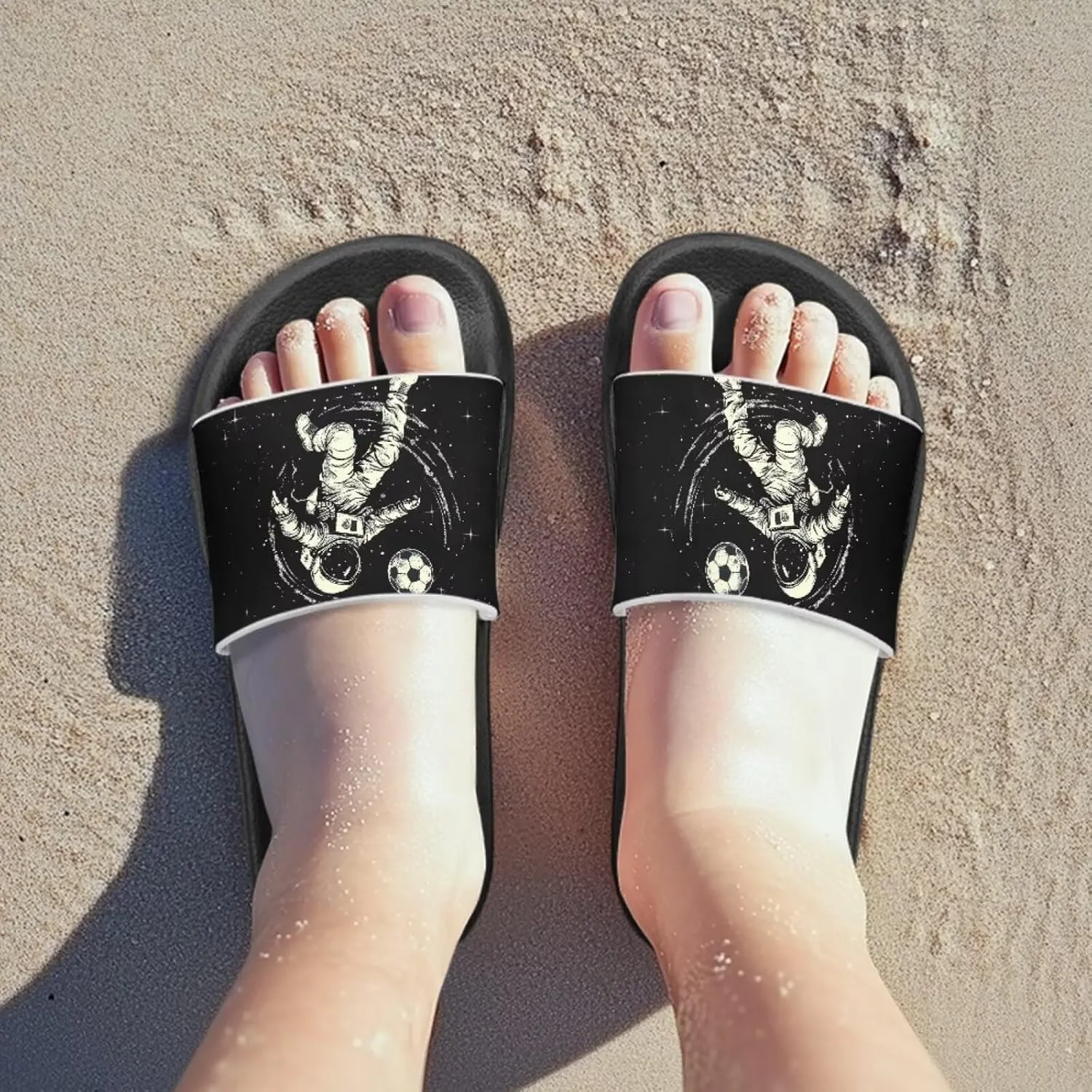 Howilath Astronauts Beach Slides for Kids Boys Summer Sandals Casual Pillow Slippers Soft Sole Slides for Camping Hiking