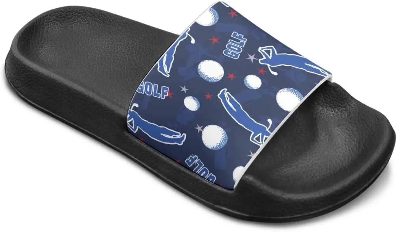 Howilath Ball Pattern Kids Beach Sandals Boys Slides Open Toe Flat Slippers Bathroom Shower Sandals with EVA Sole