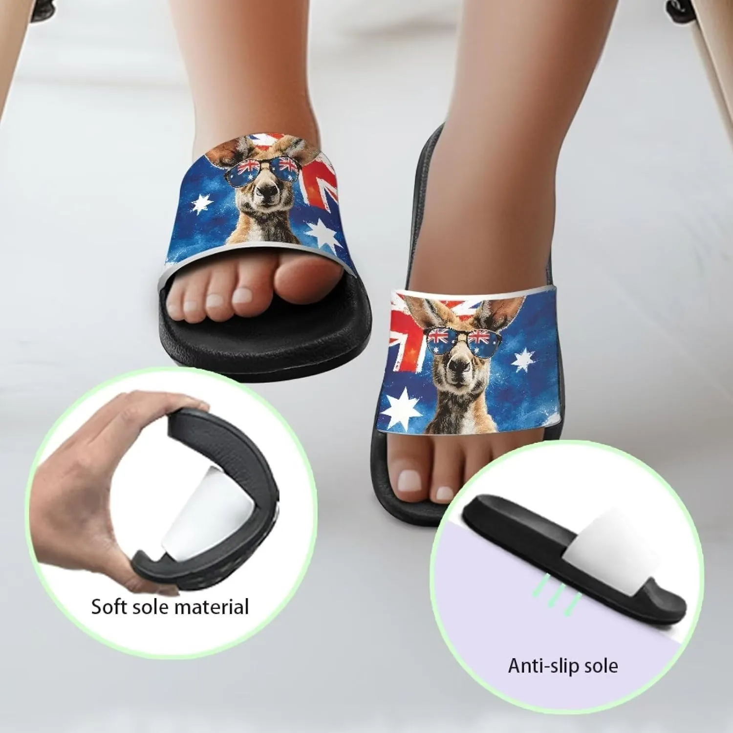 Howilath Children's Sandals Casual Non-Slip Slides Unisex Kids Slippers Bathroom Shower Shoes with EVA Sole
