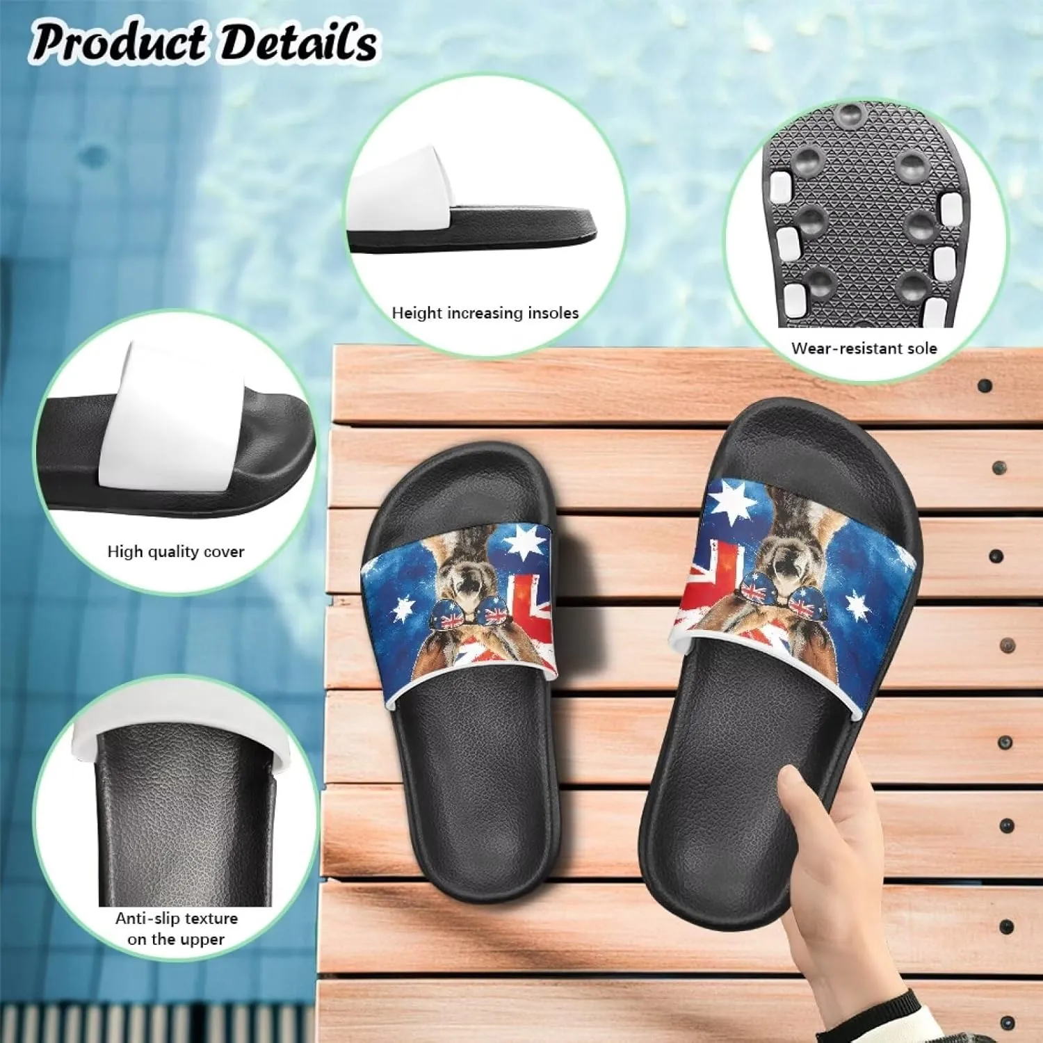 Howilath Children's Sandals Casual Non-Slip Slides Unisex Kids Slippers Bathroom Shower Shoes with EVA Sole