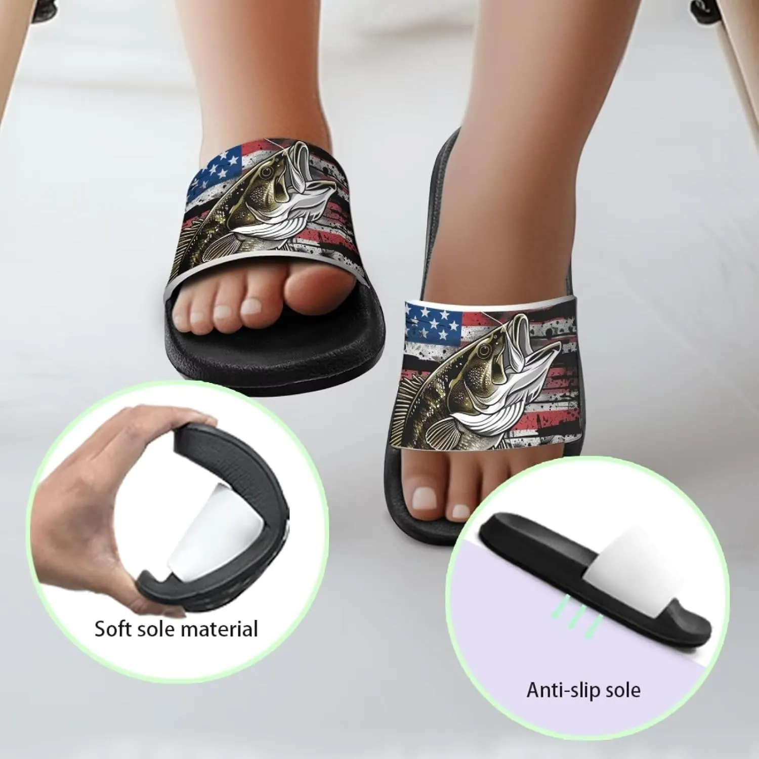 Howilath Children's Sandals Casual Non-Slip Slides Unisex Kids Slippers Bathroom Shower Shoes with EVA Sole