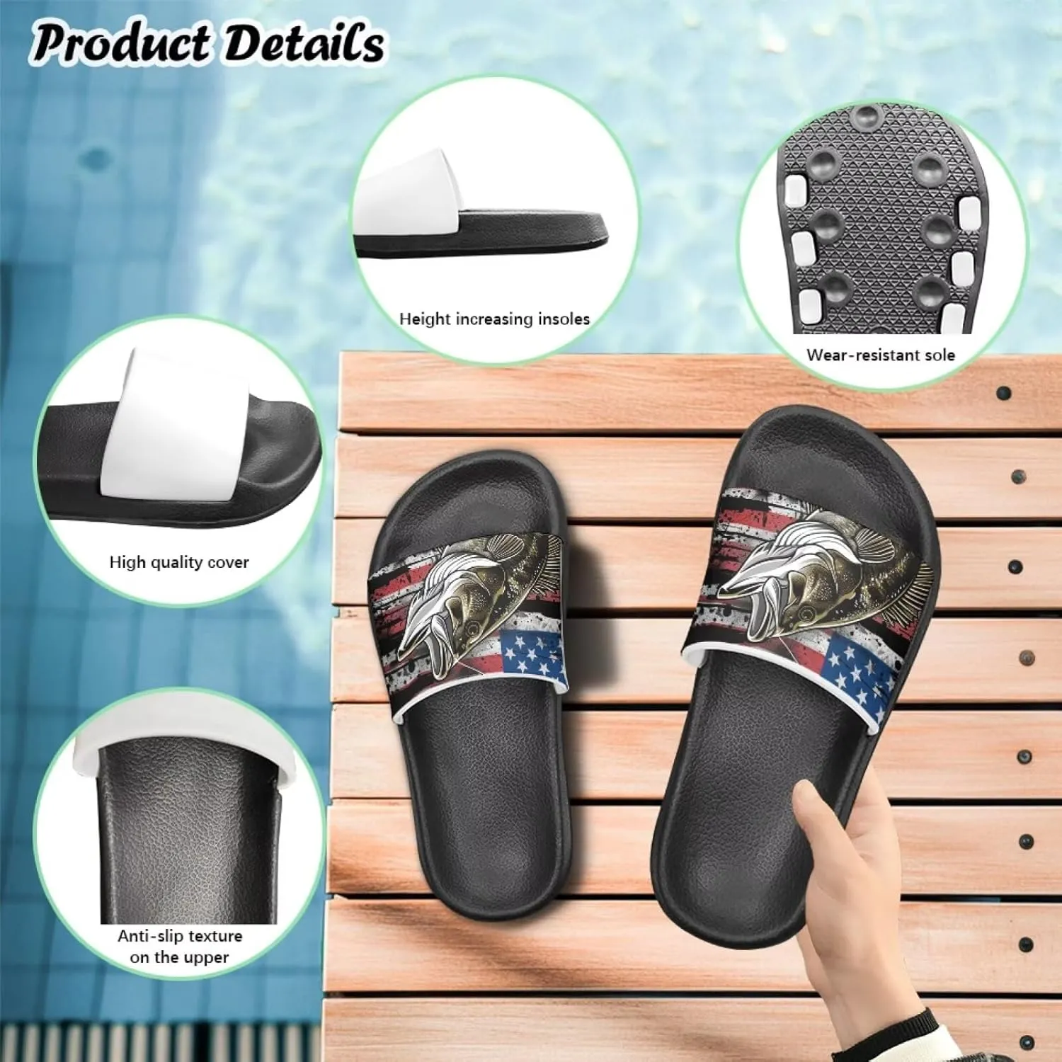 Howilath Children's Sandals Casual Non-Slip Slides Unisex Kids Slippers Bathroom Shower Shoes with EVA Sole
