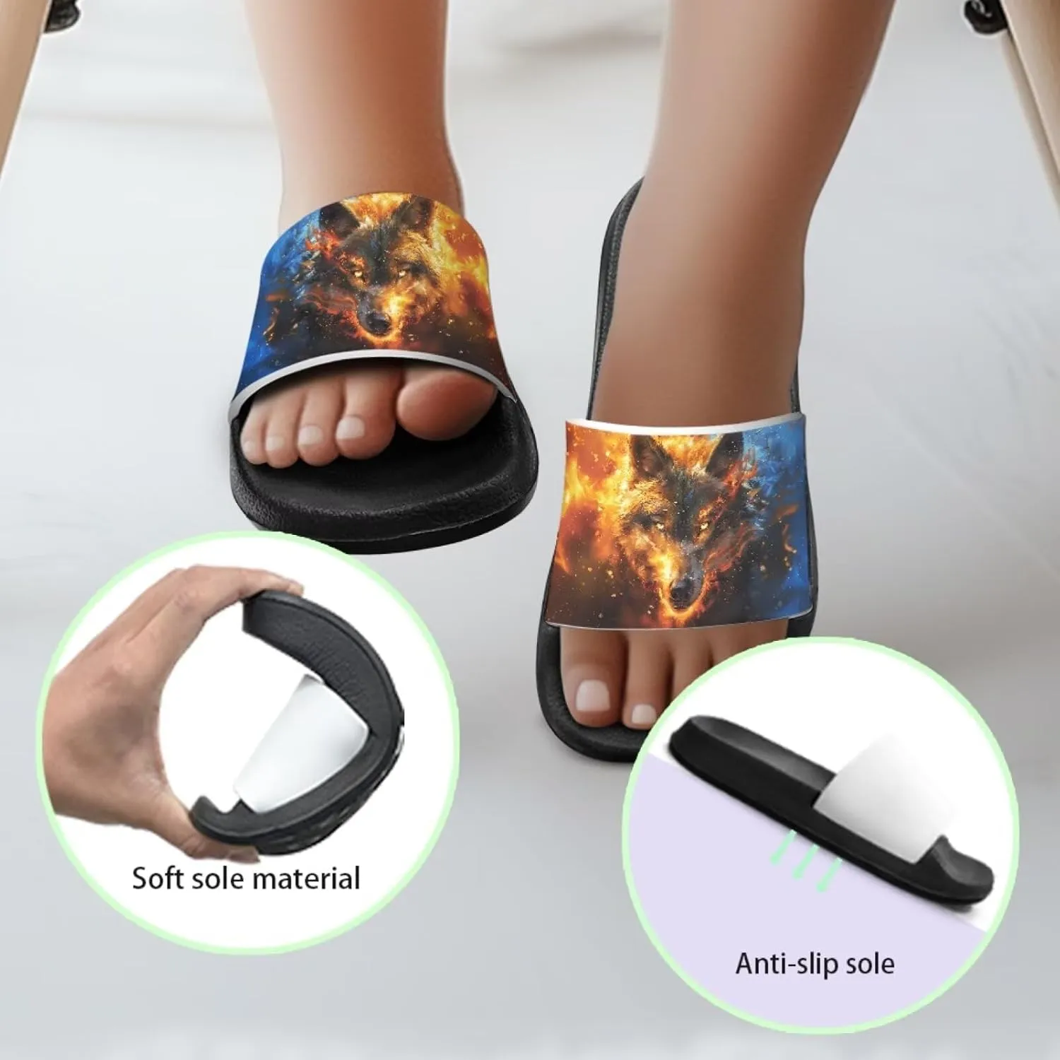 Howilath Children's Sandals Casual Non-Slip Slides Unisex Kids Slippers Bathroom Shower Shoes with EVA Sole