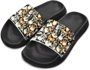 Howilath Dog Print Slides for Boys Beach Summer Kids Sandals Open Toe Non-Slip Children Slippers Indoor Outdoor Shoes