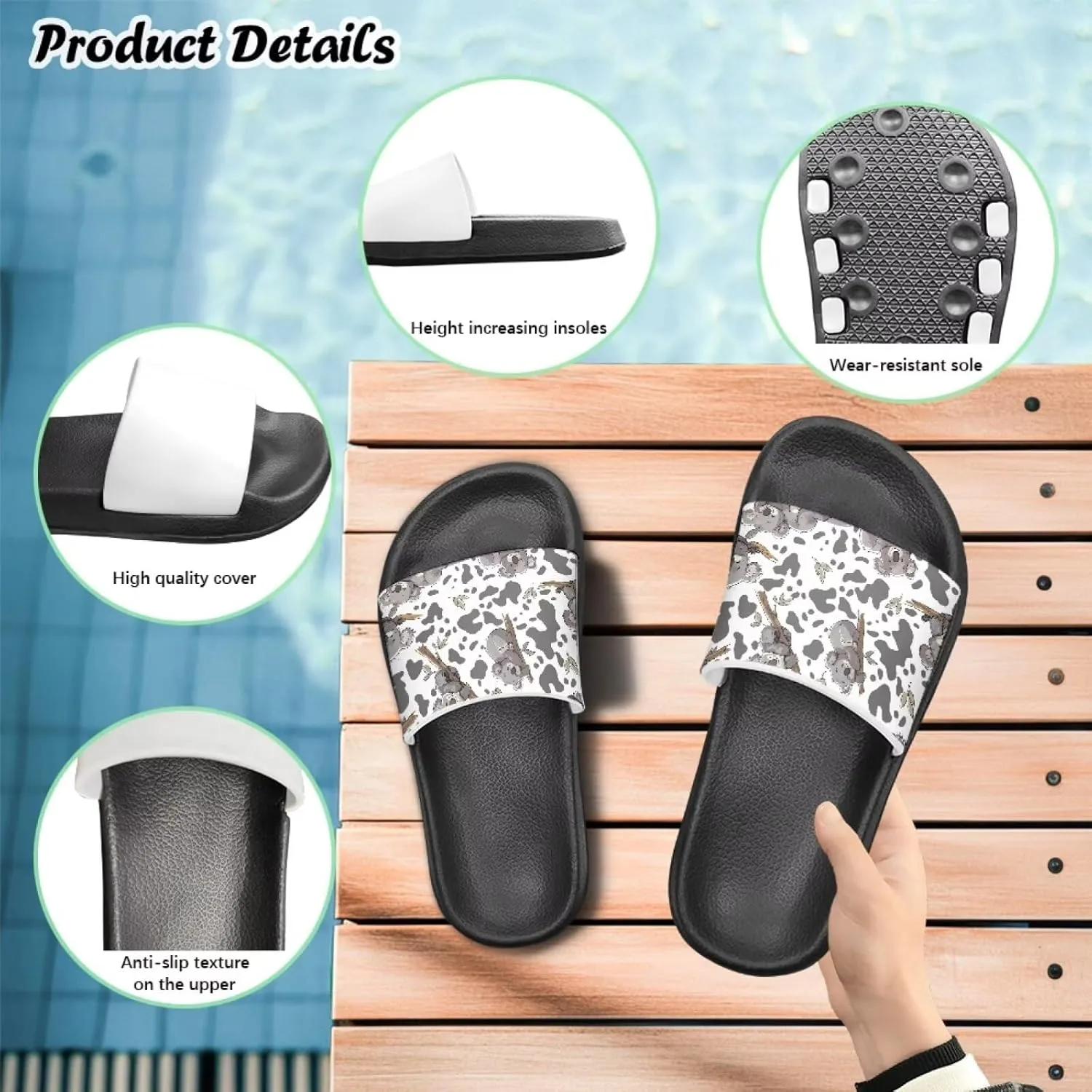 Howilath Kids Slide Sandal Non-Slip Open Toe Slippers Quick Dry Beach Shoes Unisex Child Summer Sandals
