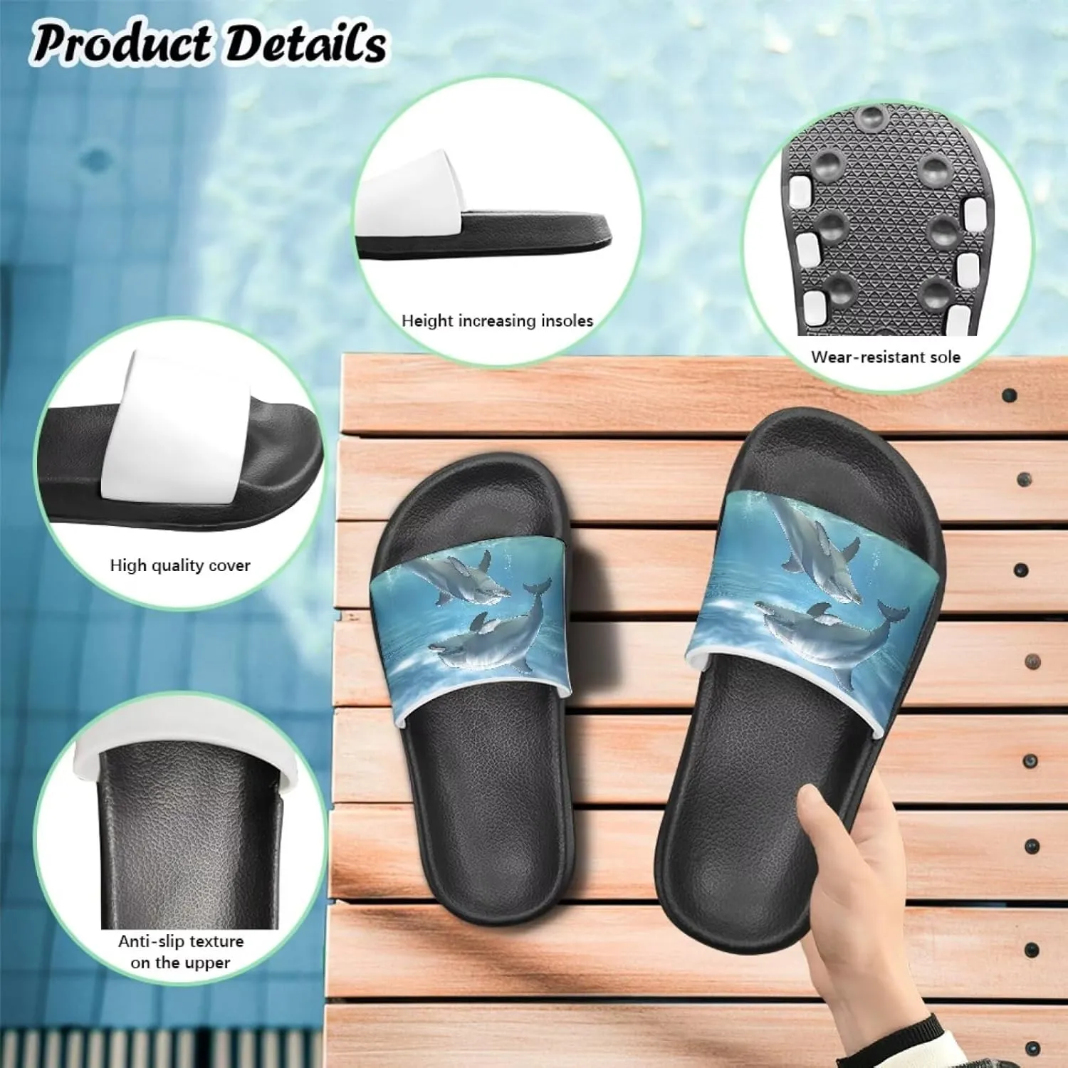 Howilath Sea Animal Print Kids Slides Non-Slip Open Toe Slippers Boys and Girls Sandals Pillow Cloud Slippers with EVA Sole