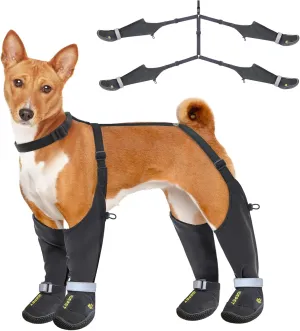 Idepet Dog Suspender Boots, Anti-Slip & Fall Waterproof Tall Dog Shoes Boots Legging for Small Medium Dog, Adjustable Suspender Boots for Winter Snow Rain Hiking Paws Protector