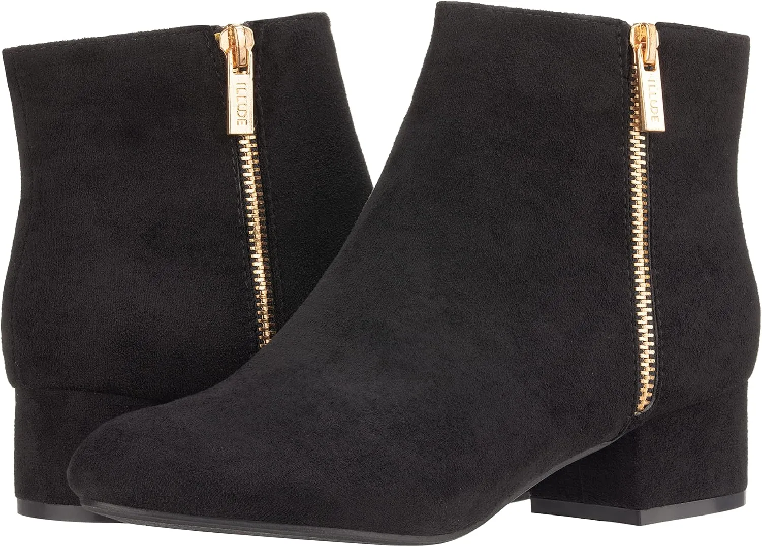 ILLUDE Women's Low Heel Ankle Boot - Casual Zip Up Bootie - Comfortable Everyday Round Toe Bootie - Chaya