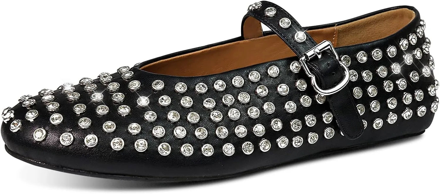 IMPREMEY Mesh Ballet Flats for Women Buckle Strap Round Toe Wide Width Mesh Flats Casual Ballerina Shoes