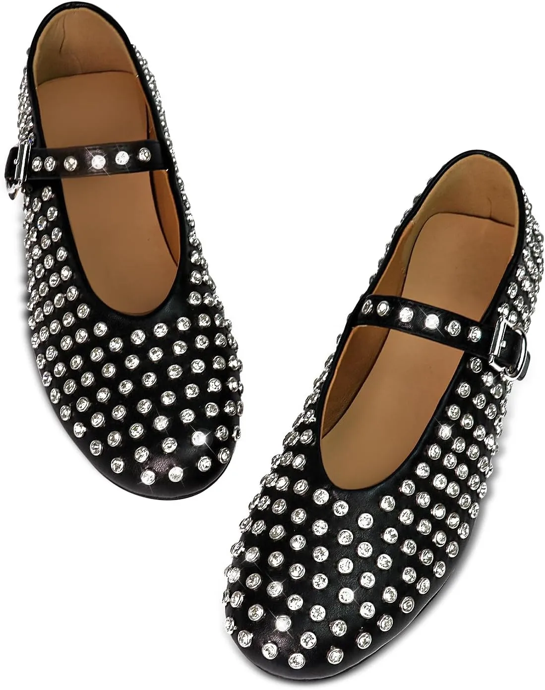 IMPREMEY Mesh Ballet Flats for Women Buckle Strap Round Toe Wide Width Mesh Flats Casual Ballerina Shoes
