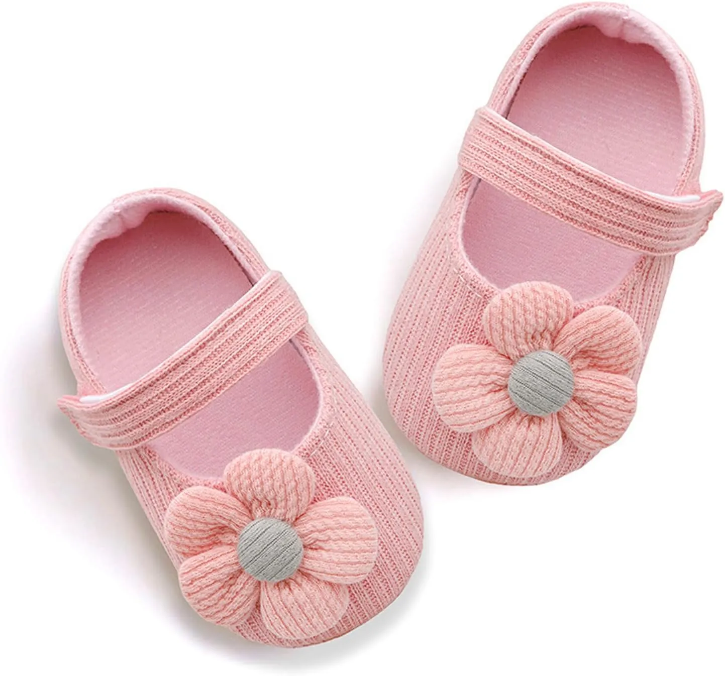 Infant Girls Walking Shoes, Princess Bowknot Flats Prewalker, Cartoon Soft Sole Wedding Dress Sneakers, Newborn Light Baby Soft Bottom Warm Crib Shoes (Flowers Pink,6-9 Months Infant)
