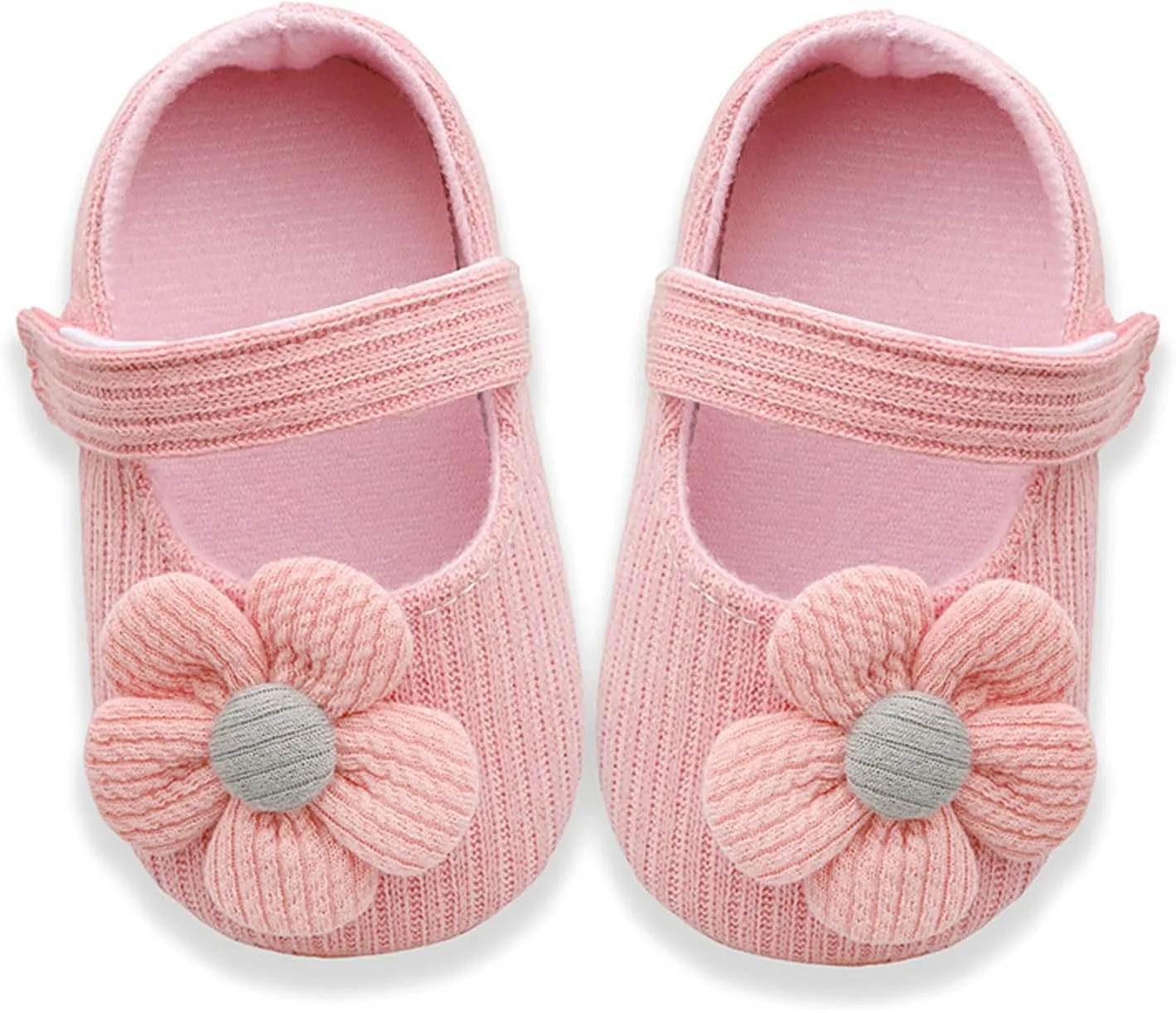 Infant Girls Walking Shoes, Princess Bowknot Flats Prewalker, Cartoon Soft Sole Wedding Dress Sneakers, Newborn Light Baby Soft Bottom Warm Crib Shoes (Flowers Pink,6-9 Months Infant)