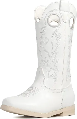 IUV Cowboy Boots for Boys Girls Western Square Toe Cowgirl Boots Mid Calf Riding Shoes (Toddler/Little Kid/Big Kid)