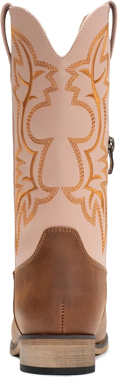 IUV Cowgirl Boots Cowboy Boots For Girls Boys Kids Toddler Fashion Western Boots Mid Calf Riding Shoes