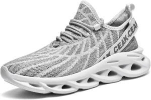 Jakcuz Plus Size Meshed Design Fashion Sneakers for Men Thick Sole Comfortable Mesh Casual Gym Slip on Walking Shoes