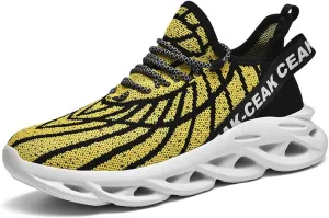 Jakcuz Plus Size Meshed Design Fashion Sneakers for Men Thick Sole Comfortable Mesh Casual Gym Slip on Walking Shoes