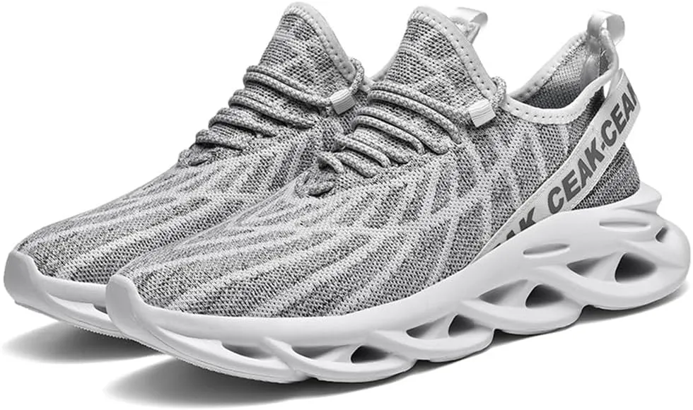 Jakcuz Plus Size Meshed Design Fashion Sneakers for Men Thick Sole Comfortable Mesh Casual Gym Slip on Walking Shoes