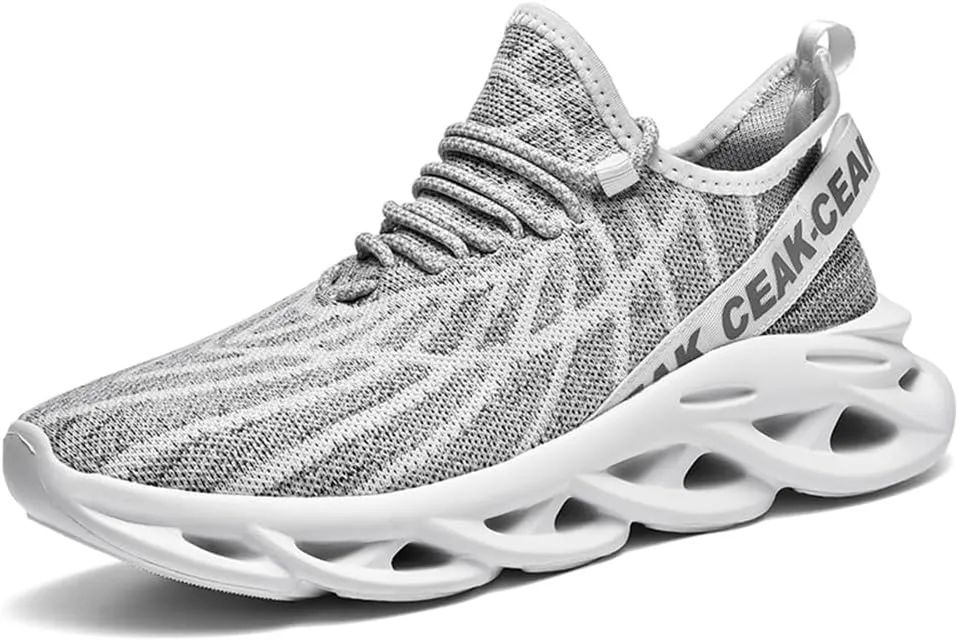 Jakcuz Plus Size Meshed Design Fashion Sneakers for Men Thick Sole Comfortable Mesh Casual Gym Slip on Walking Shoes