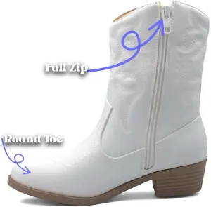 Jazamé Little Kids' Girls Cowboy Boots - Tall Stitched Western Toddler Cowgirl Boots - Stylish and Durable Cowgirl Boots for Girls - girls cowgirl boots - botas vaqueras para niñas