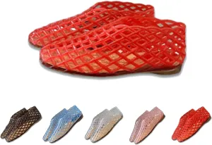 Jelly Mesh Ballet Flats for Women,Clear Hollow Shoes, Comfortable Summer Slip-On Lightweight Breathable Jelly Sandals