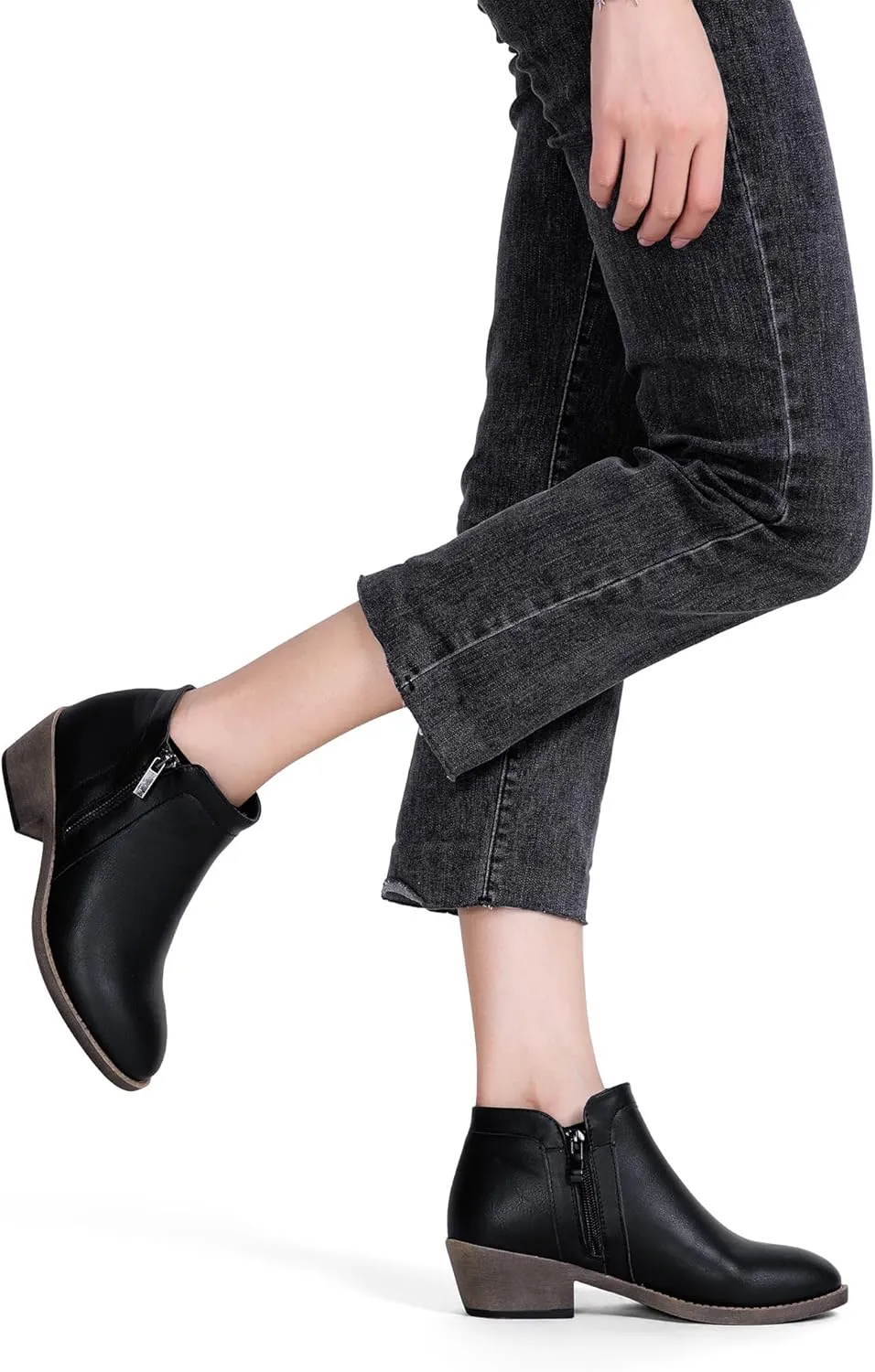 Jeossy Women's 9618 Classic Ankle Boots Slip on Chunky Heel Boots for Women