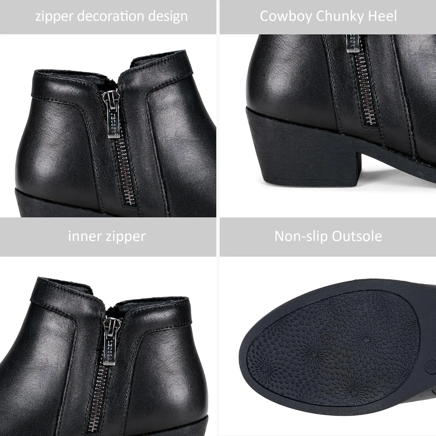 Jeossy Women's 9618 Classic Ankle Boots Slip on Chunky Heel Boots for Women