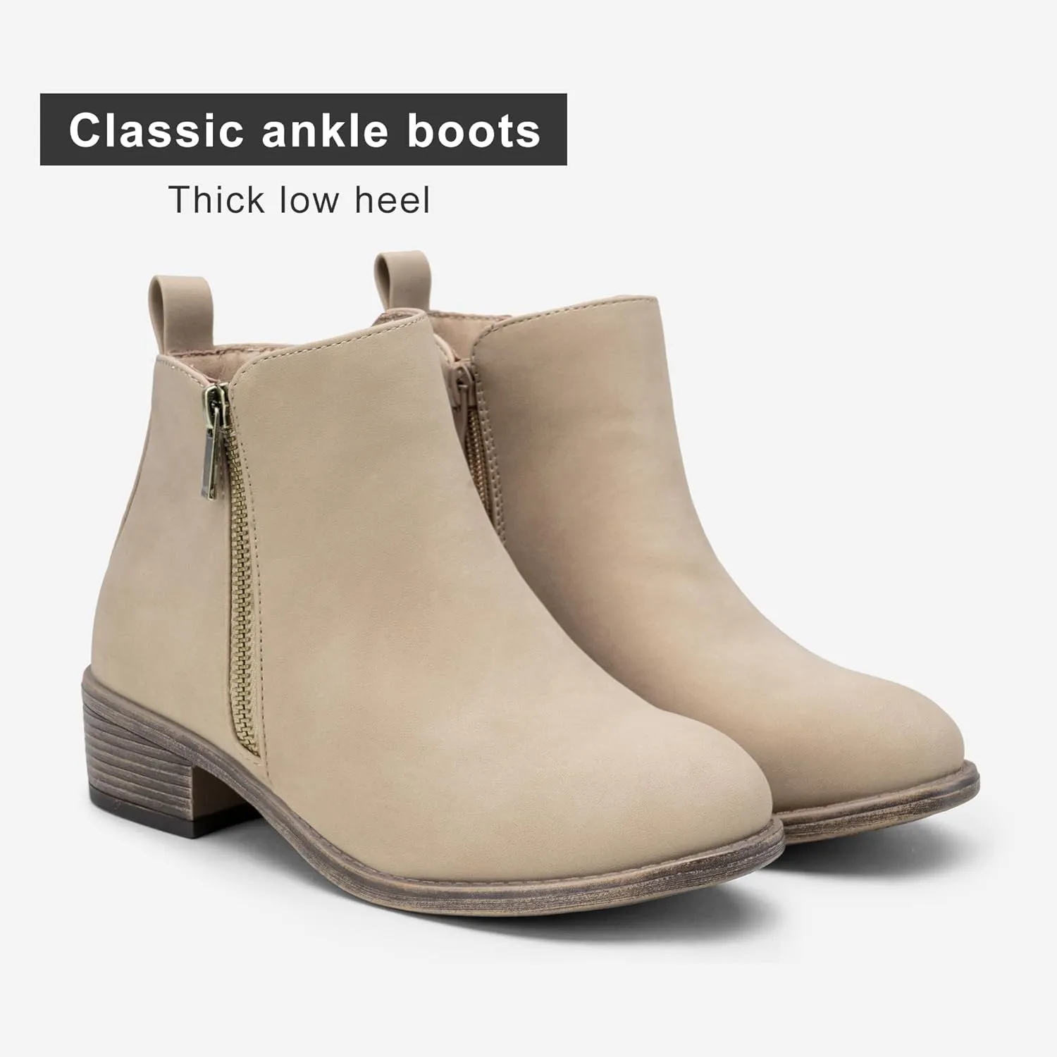 Jeossy Women's Ankle Boots, Classic Low Heeled Short Booties, Casual Comfortable Boots