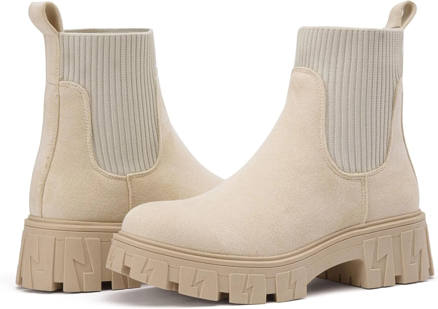 Jeossy Women’s Chelsea Chunky Ankle Boots Elastic Platform Lug Sole Short Pull on Low Heel 9610 Booties